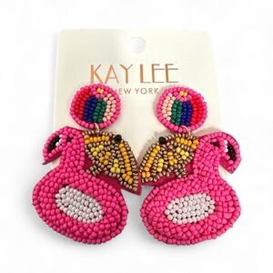 Pink Flamingo Beaded Earrings